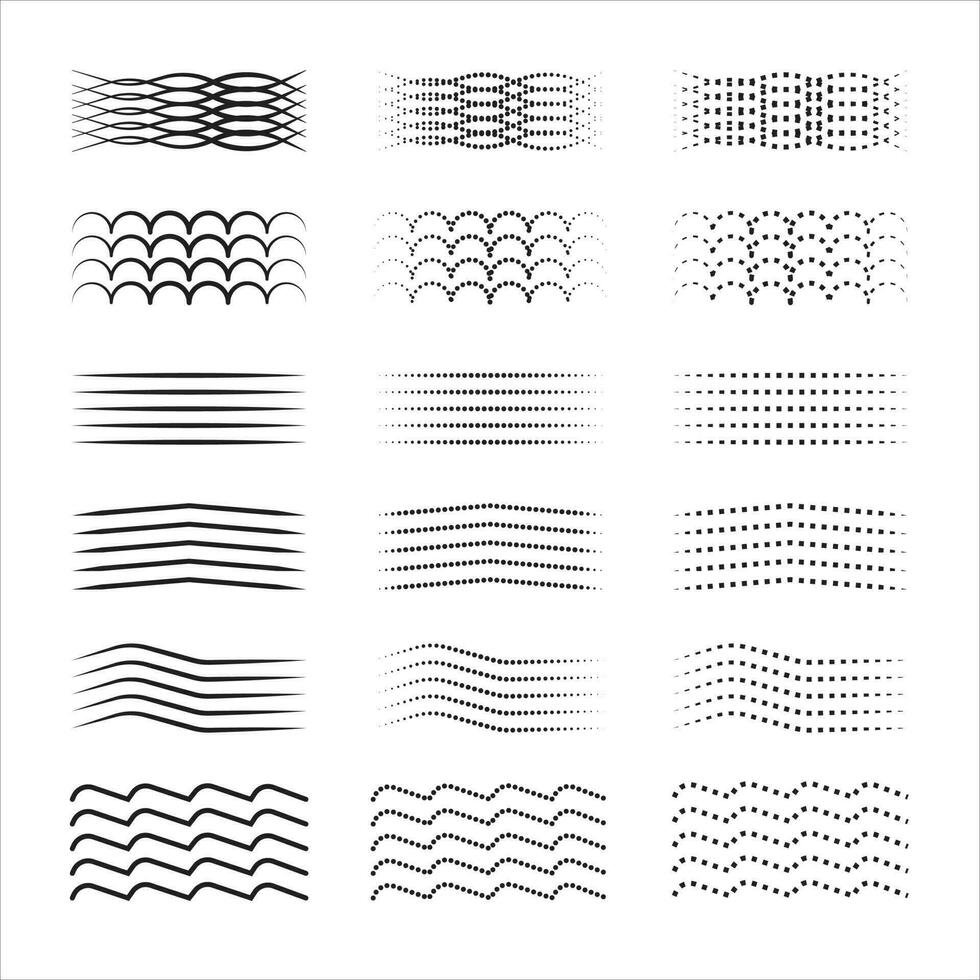 coleção de ícones de linha de onda vetor