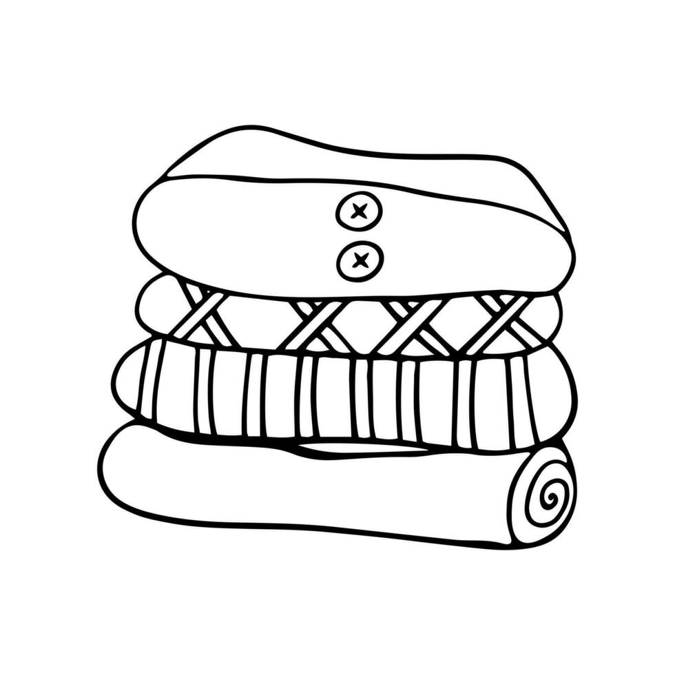 pilha de camisolas em estilo doodle isolado no fundo branco vetor