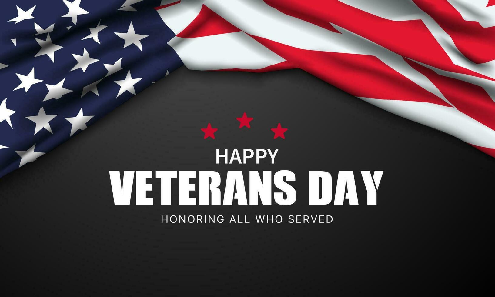 cartaz do dia do veterano. em homenagem a todos que serviram. ilustração do dia do veterano com bandeira americana vetor