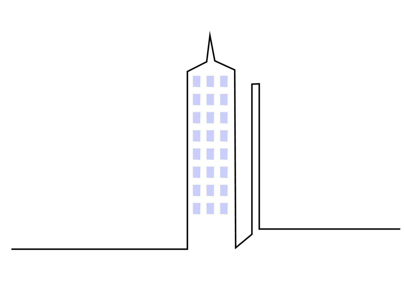 uma única linha contínua de estabelecimento de torre de exteriores vetor