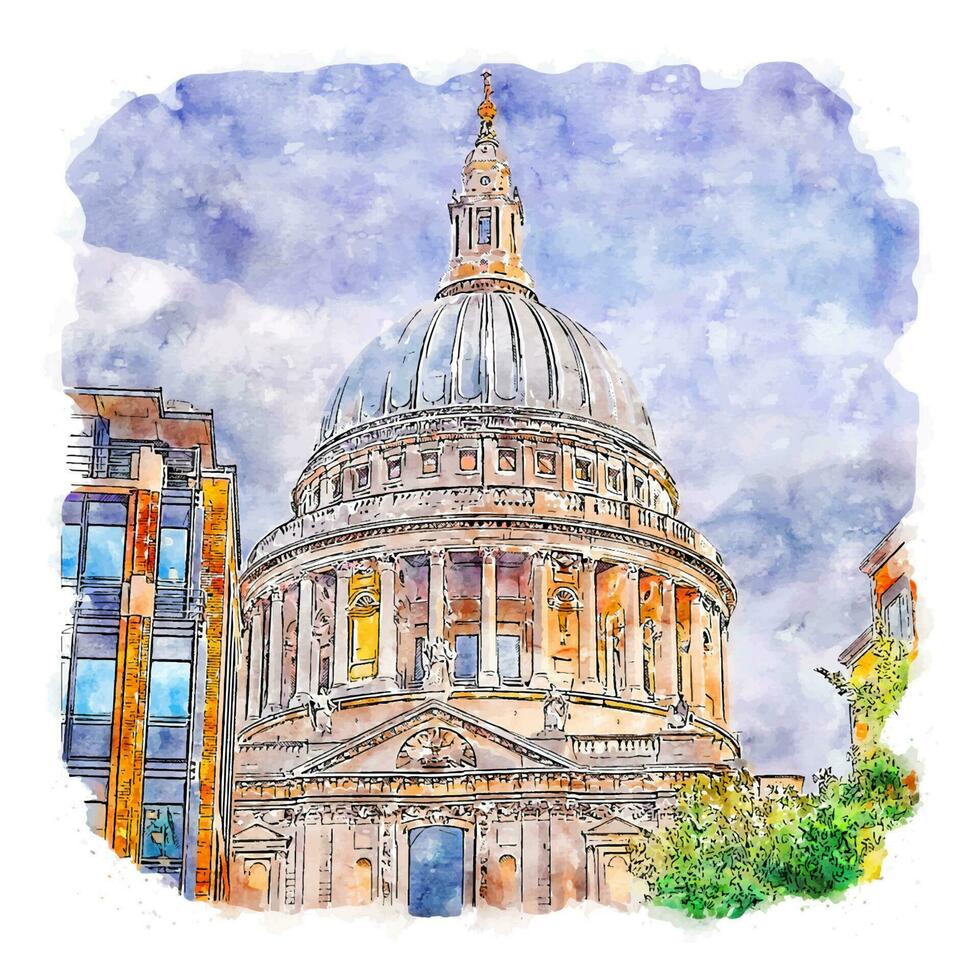 londres reino unido esboço em aquarela ilustração desenhada à mão vetor