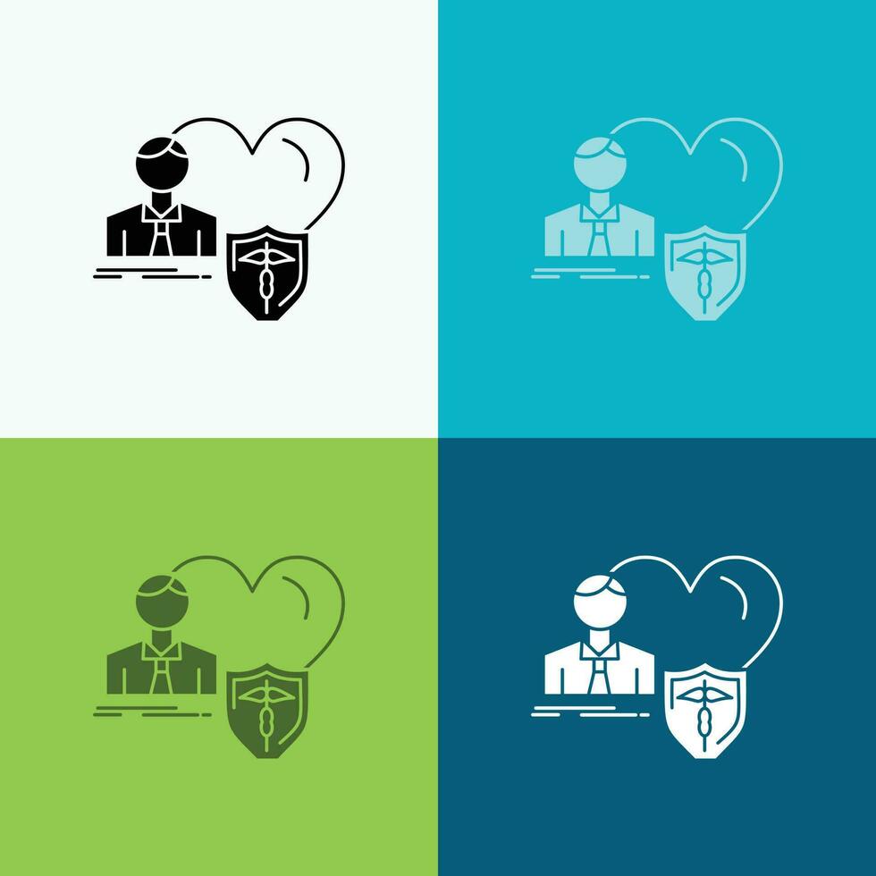 seguro. família. casa. proteger. ícone de coração sobre vários planos de fundo. design de estilo glifo. projetado para web e aplicativo. ilustração vetorial eps 10 vetor