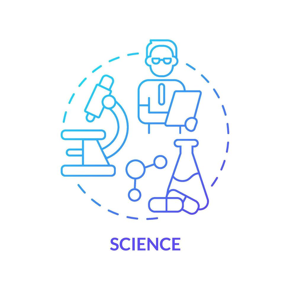 ícone de conceito gradiente azul ciência. explicações e previsões de conhecimento. ilustração de linha fina de ideia abstrata de instituição social. desenho de contorno isolado vetor