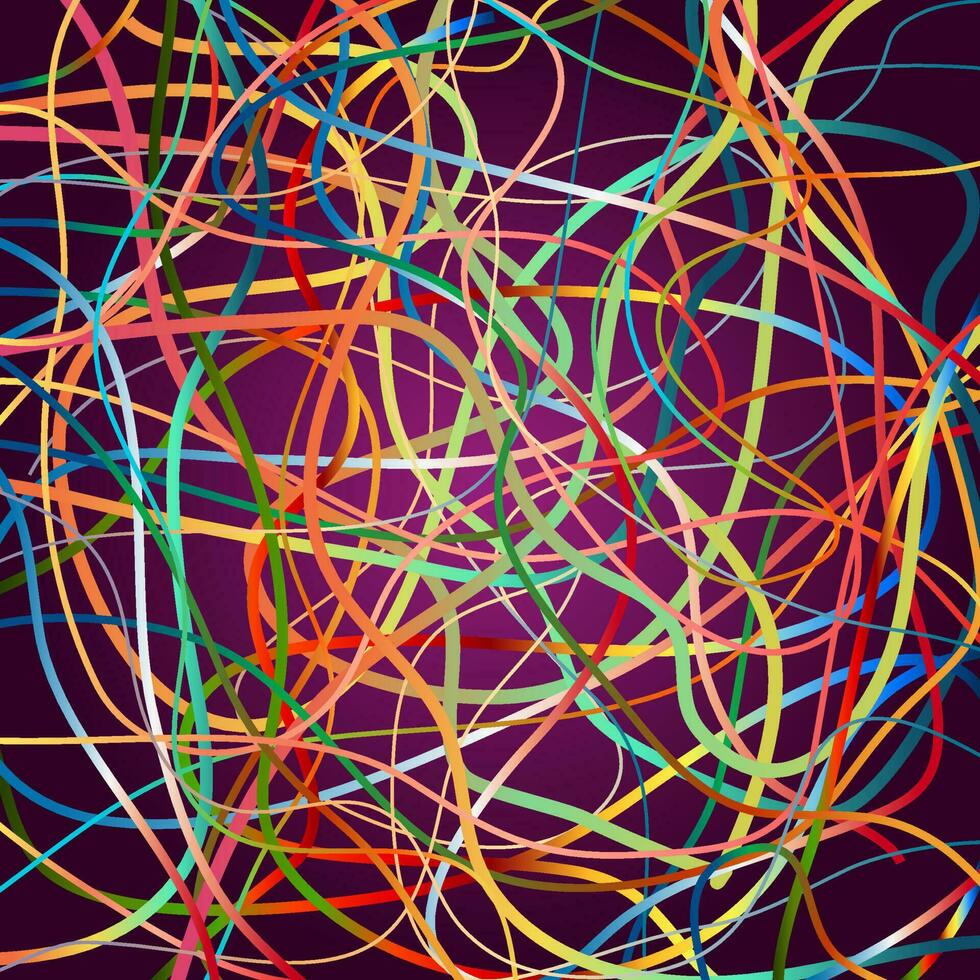 fundo vetorial com linhas coloridas em movimento. fundo brilhante de linhas curvas com muitas cores. vetor