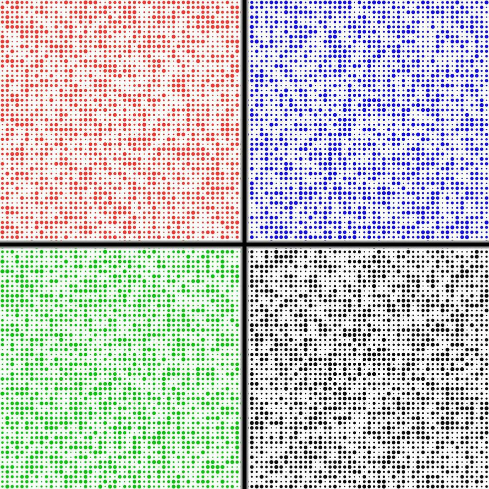 fundo geométrico com círculos de cores irregulares. quatro abstrato redondo sem costura padrão. vetor