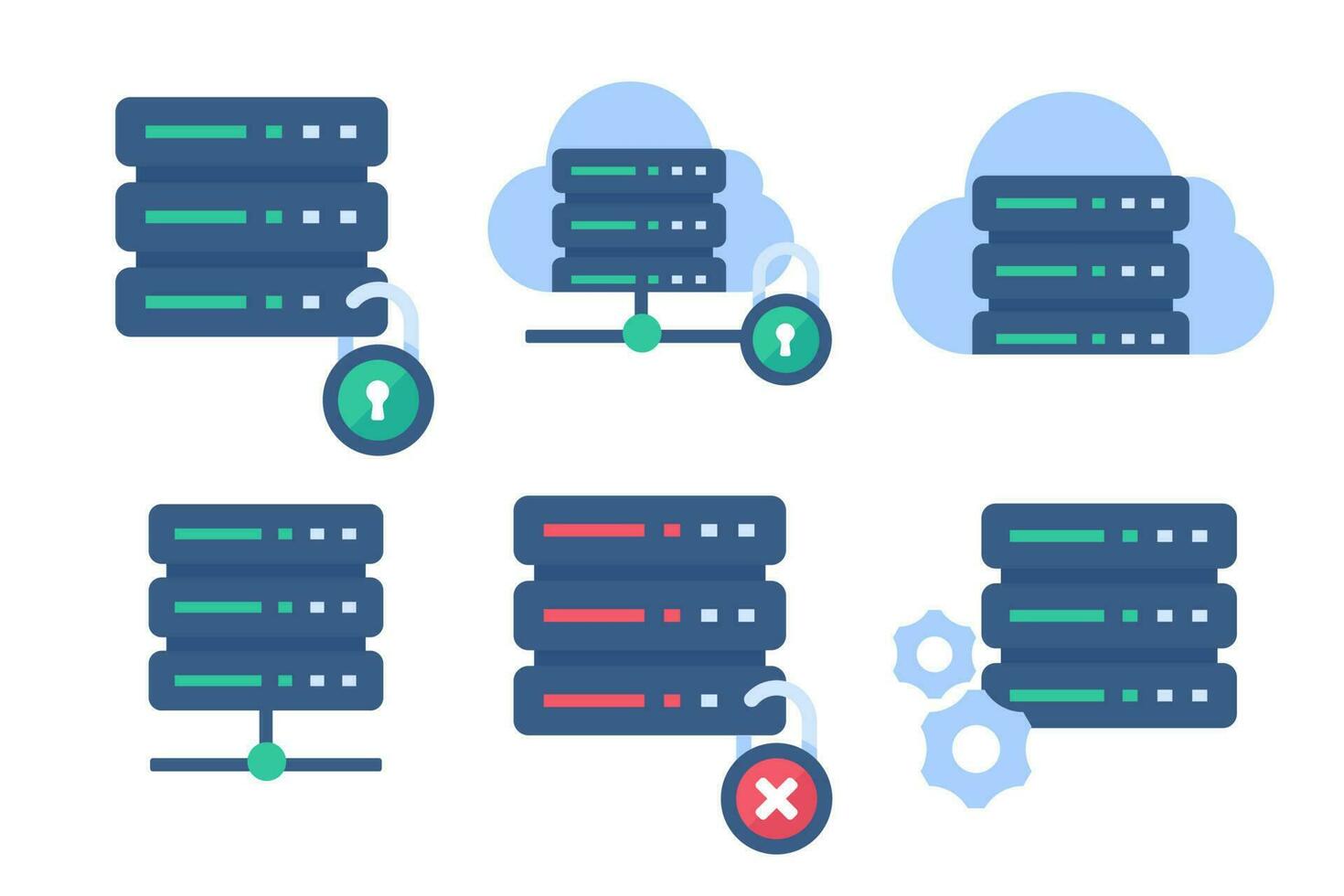 servidores do centro de dados. conectando-se a big data na nuvem. grande quantidade de armazenamento de dados vetor