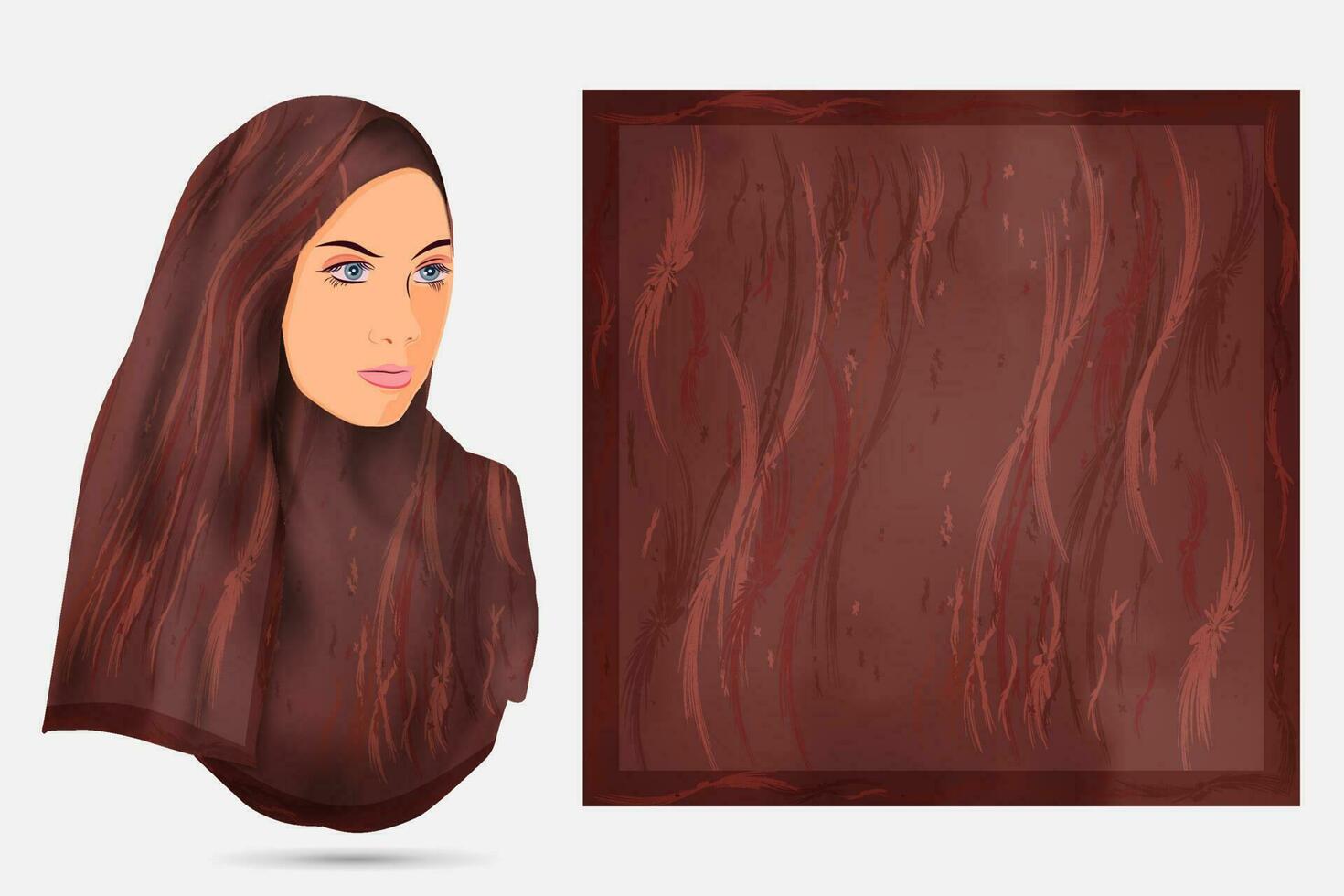 design de hijab de padrão moderno com ilustração de modelo, textura de tecido de cachecol vetor