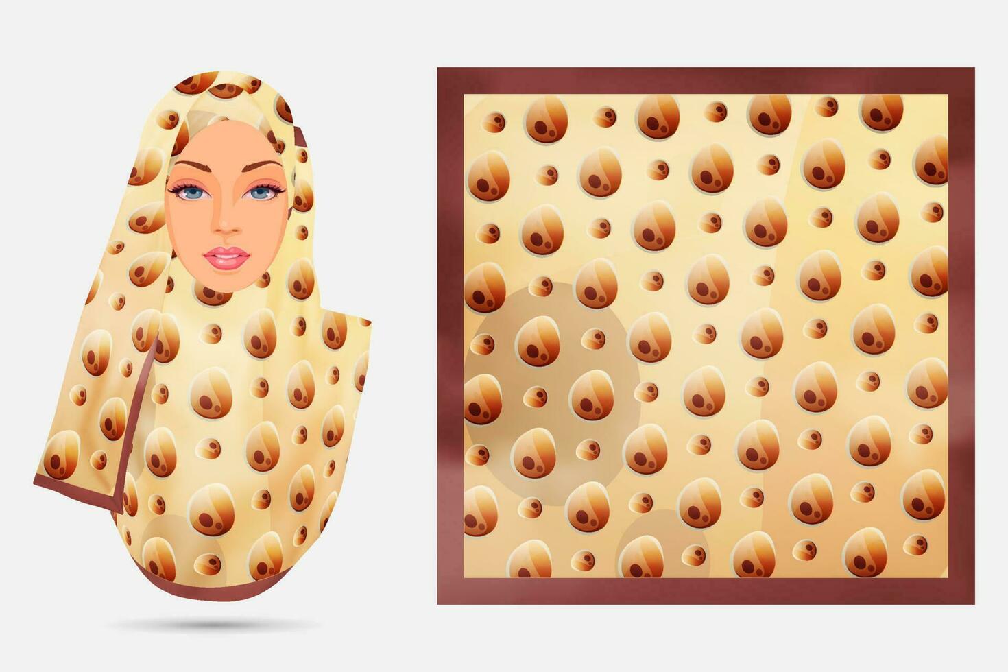 design de hijab de padrão elegante com ilustração de modelo, textura de tecido de cachecol vetor