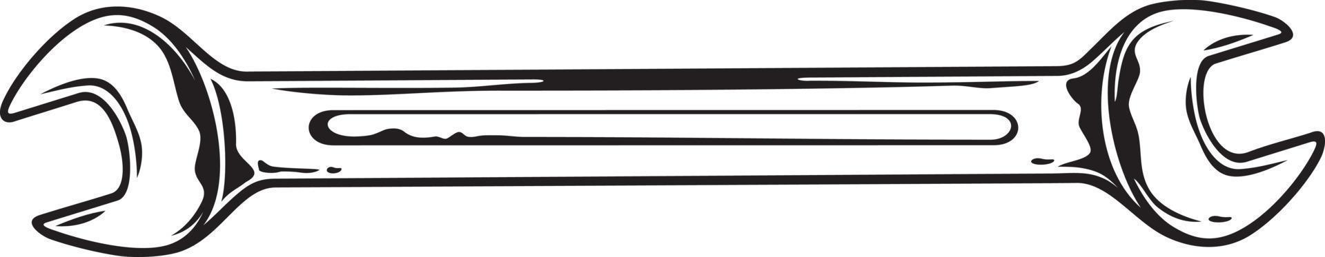ferramenta chave de mão preto e branco. ilustração vetorial. vetor