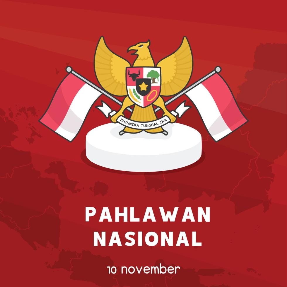 pancasila pahlawan nasional independência do vetor de bandeira da indonésia