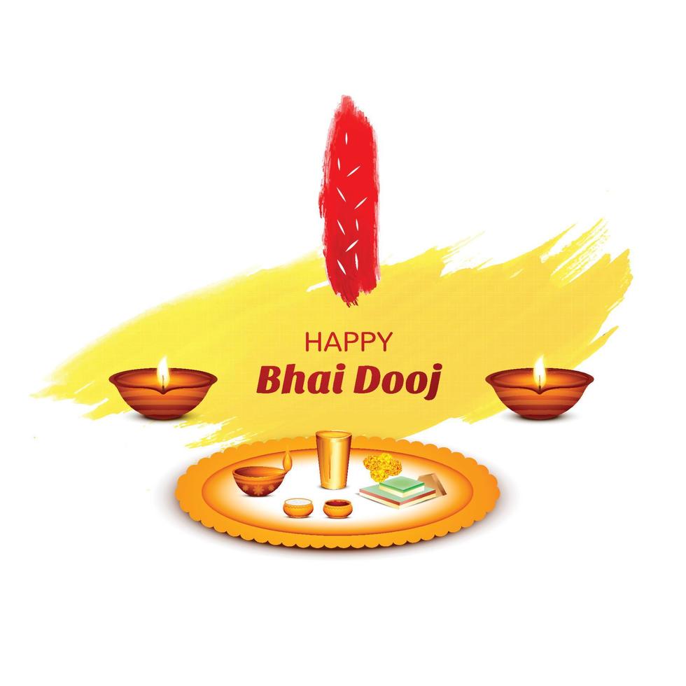 feliz bhai dooj comemorado durante o fundo do festival diwali vetor