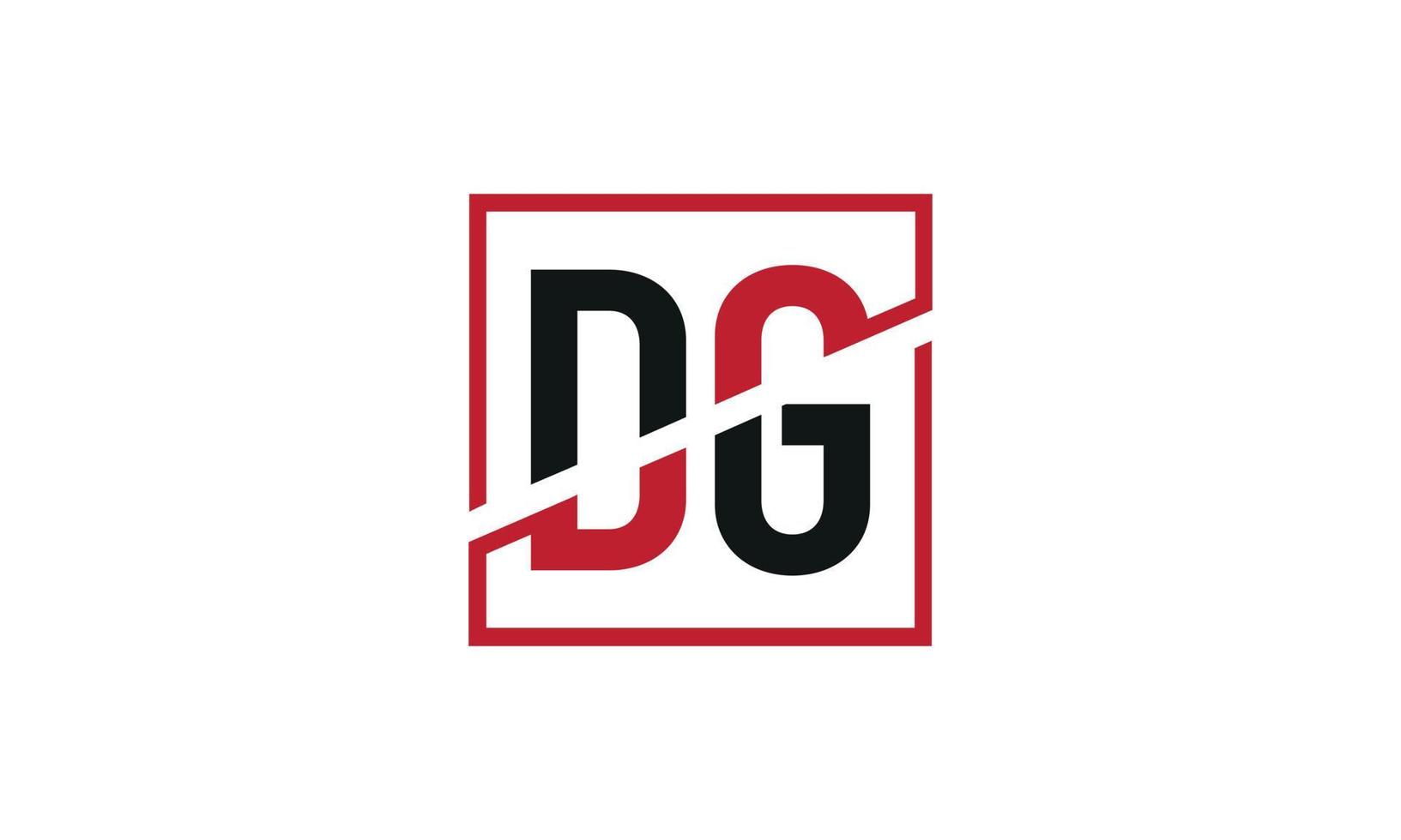 design de logotipo dg. design inicial do monograma do logotipo da letra dg na cor preta e vermelha com forma quadrada. vetor profissional