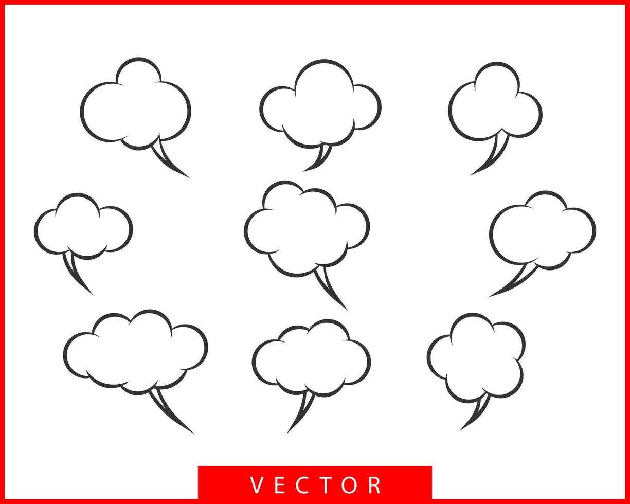 definir o vetor de fala de bolhas de conversa. elementos de design de ícone de bolha vazia em branco. bate-papo no modelo de símbolo de linha. silhueta de adesivos de balão de diálogo de coleção.