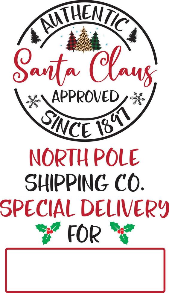 papai noel aprovado, polo norte shipping co, feliz natal, papai noel, feriado de natal, arquivo de ilustração vetorial vetor