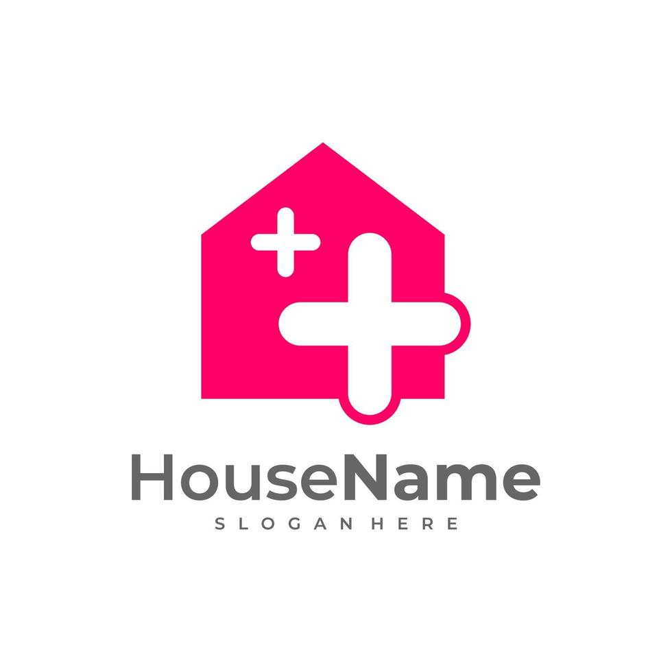 design de modelo de logotipo médico da casa. saúde mais vetor de logotipo em casa.