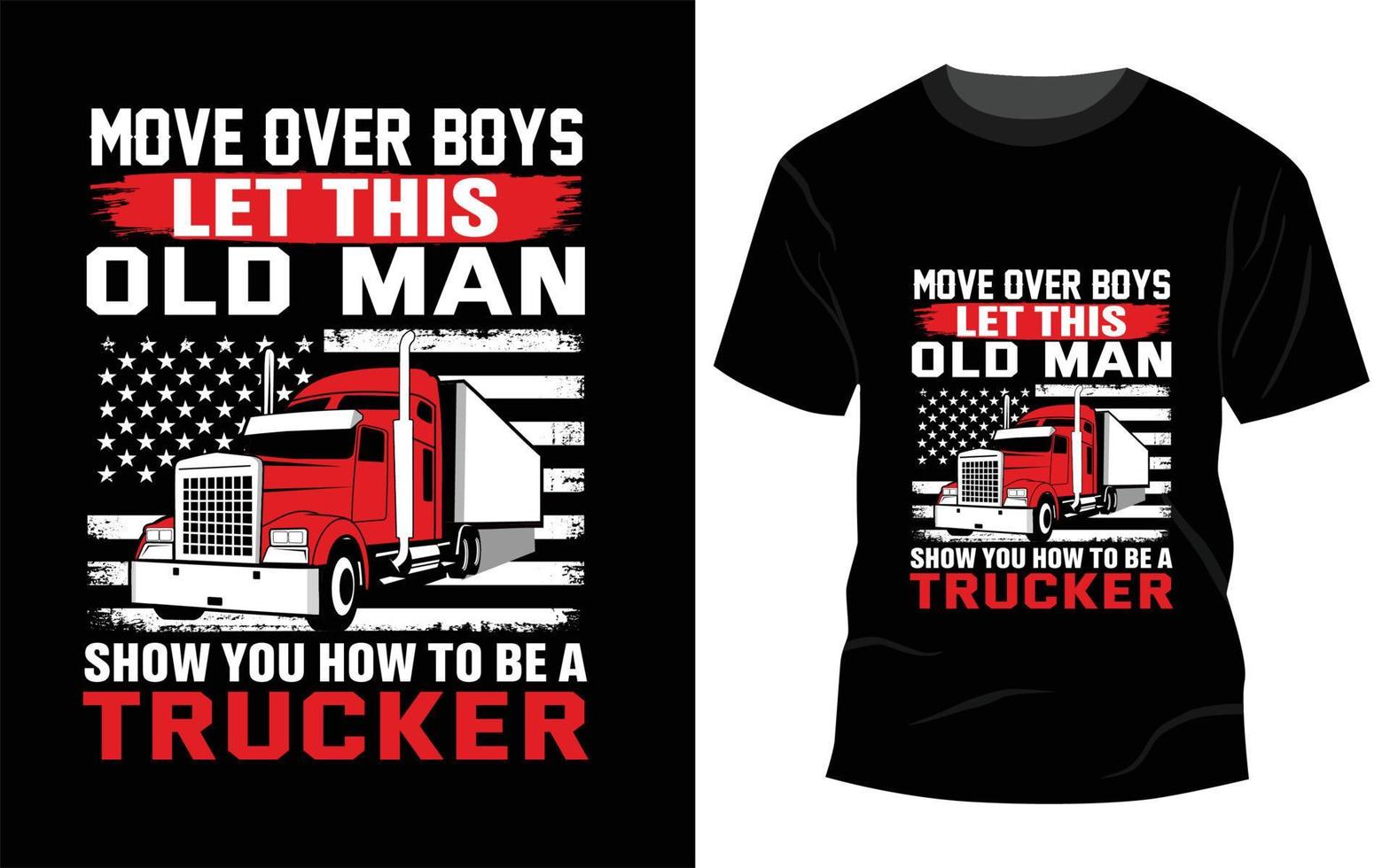 design de camiseta de motorista de caminhão vetor