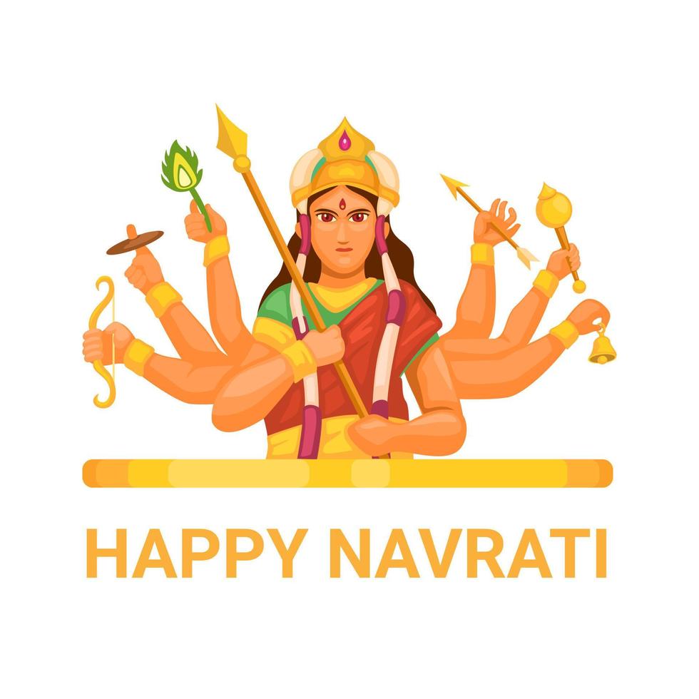 feliz navrati puja vidhi figura celebração ilustração vetor