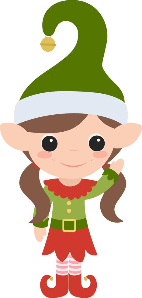 linda garota ilustração vetorial de elfo de natal vetor