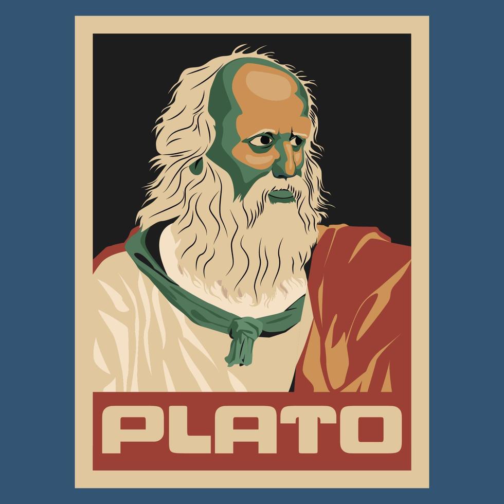 cartaz vintage retrô de platão filósofo vetor