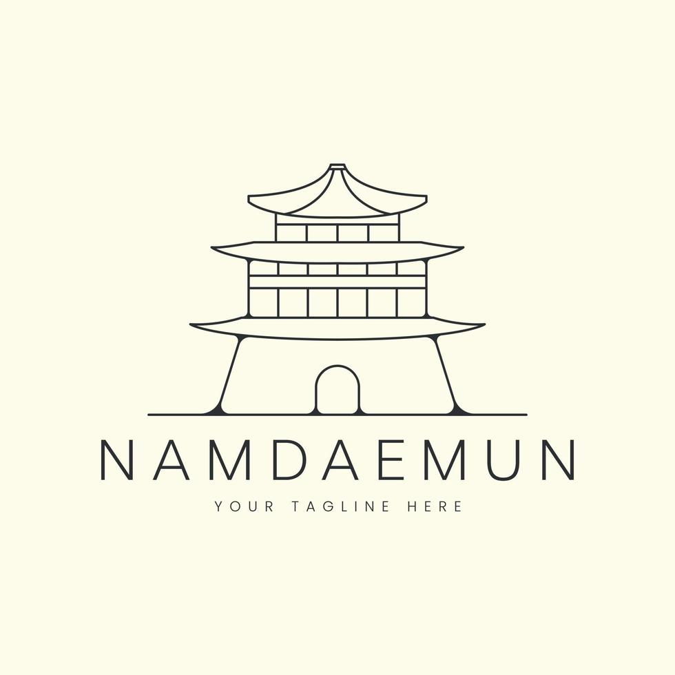 namdaemun com design de modelo de ícone de ilustração vetorial de logotipo de estilo de arte de linha vetor