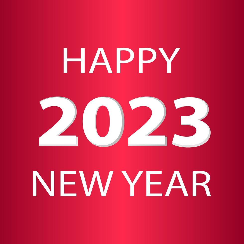 feliz ano novo 2023, vetor. cartão postal feliz ano novo 2023 em um fundo vermelho. vetor