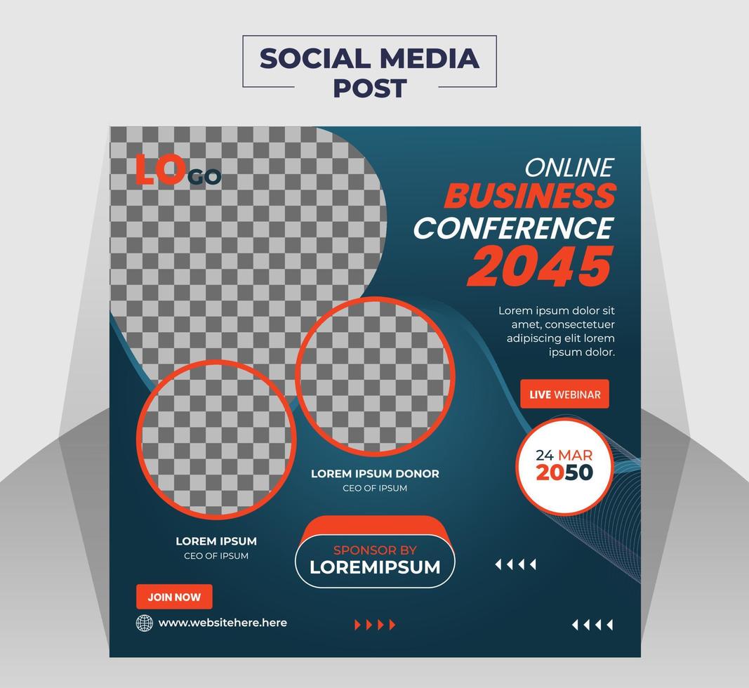 modelo de design de postagem de mídia social de conferência de negócios moderna vetor