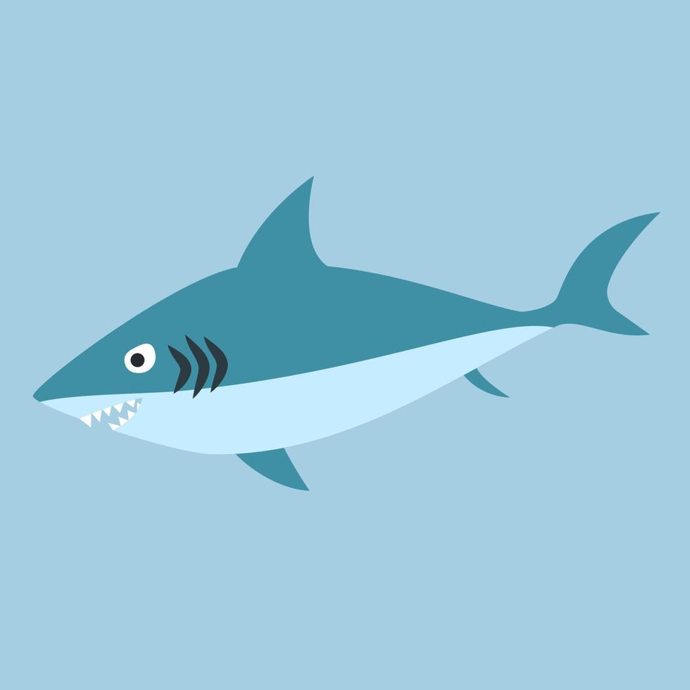 tubarão, elemento isolado no fundo branco, ilustração vetorial vetor