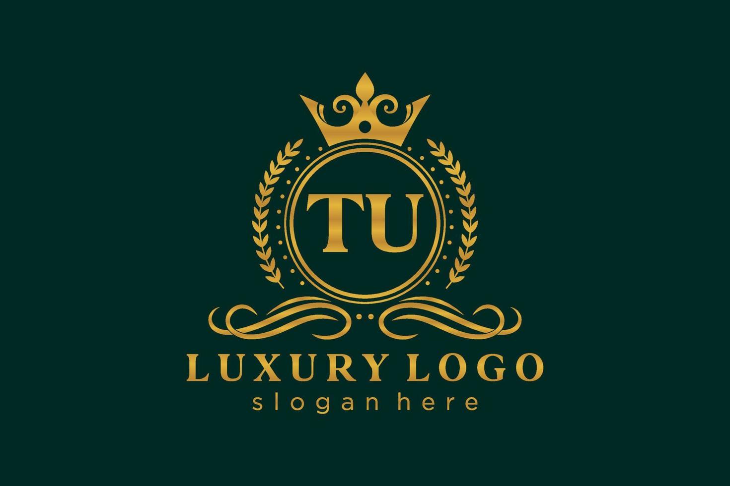 inicial tu carta modelo de logotipo de luxo real em arte vetorial para restaurante, realeza, boutique, café, hotel, heráldica, joias, moda e outras ilustrações vetoriais. vetor