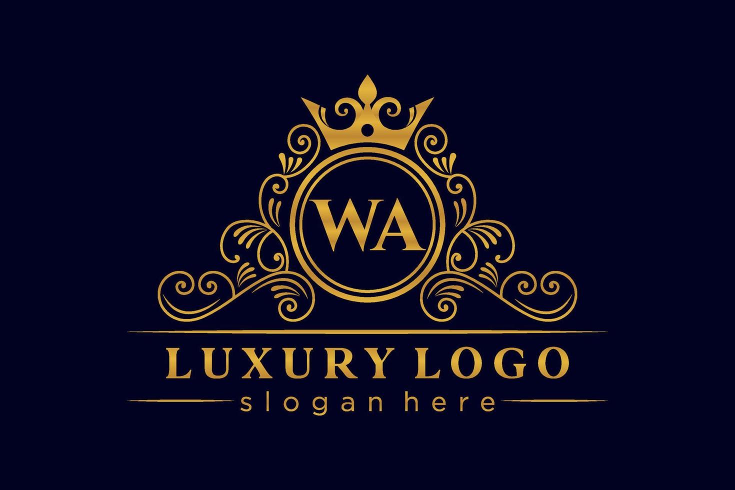 wa letra inicial ouro caligráfico feminino floral mão desenhada monograma heráldico antigo estilo vintage luxo design de logotipo vetor premium