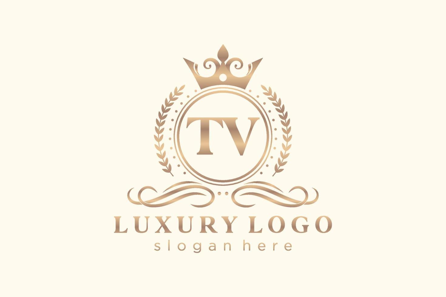 modelo de logotipo de luxo real de carta inicial de tv em arte vetorial para restaurante, realeza, boutique, café, hotel, heráldica, joias, moda e outras ilustrações vetoriais. vetor