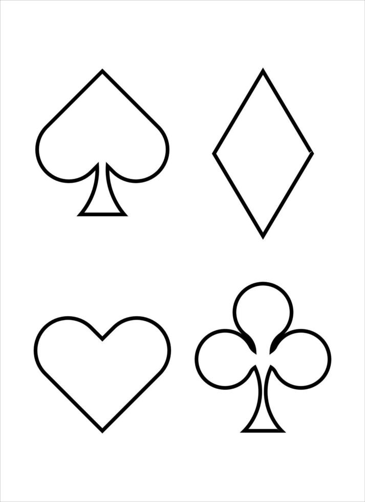 ilustração de design vetorial de símbolos de cartas de baralho isolada no fundo branco vetor