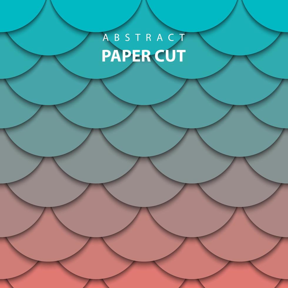 fundo vetorial com formas de corte de papel de cor turquesa e coral. Estilo de arte de papel abstrato 3D, layout de design para apresentações de negócios, folhetos, cartazes, estampas, decoração, cartões, capa de folheto. vetor