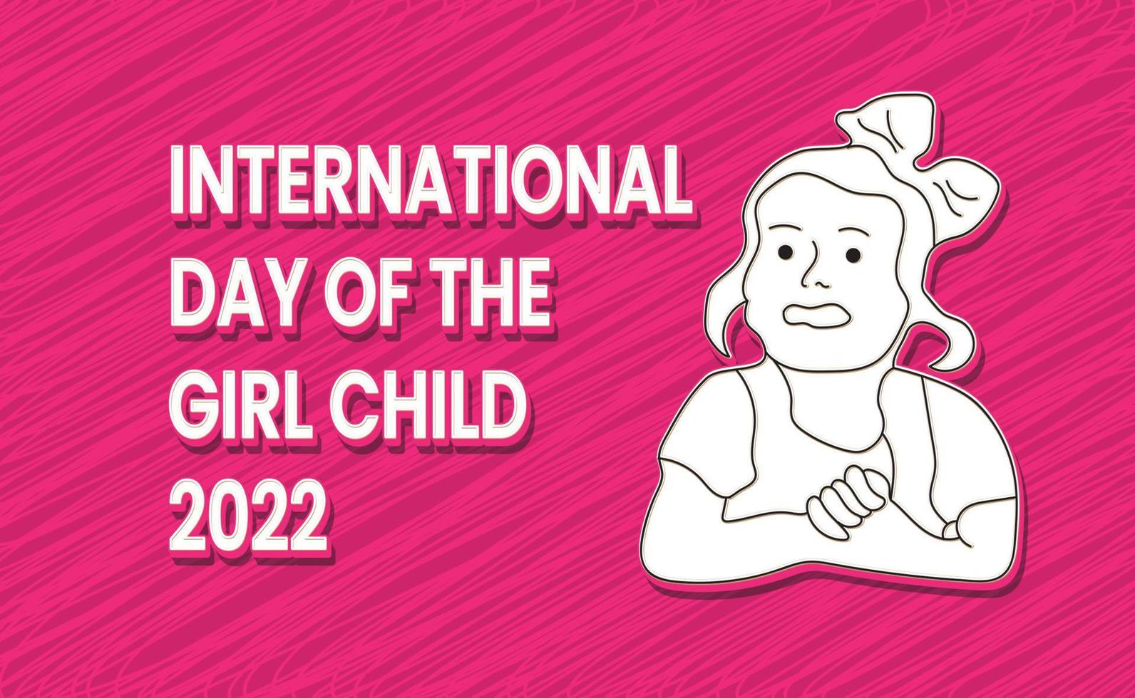 dia internacional das meninas - texto, personagens e plano de fundo vetor