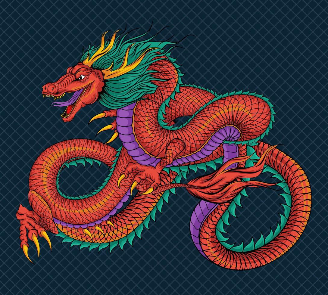 ilustração vetorial de dragão chinês tradicional vetor