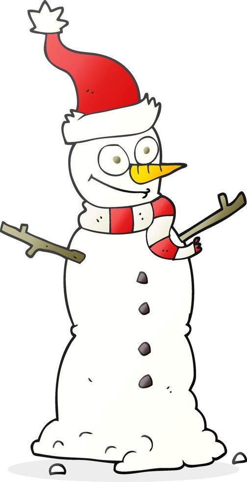 boneco de neve de desenho animado de personagem doodle vetor