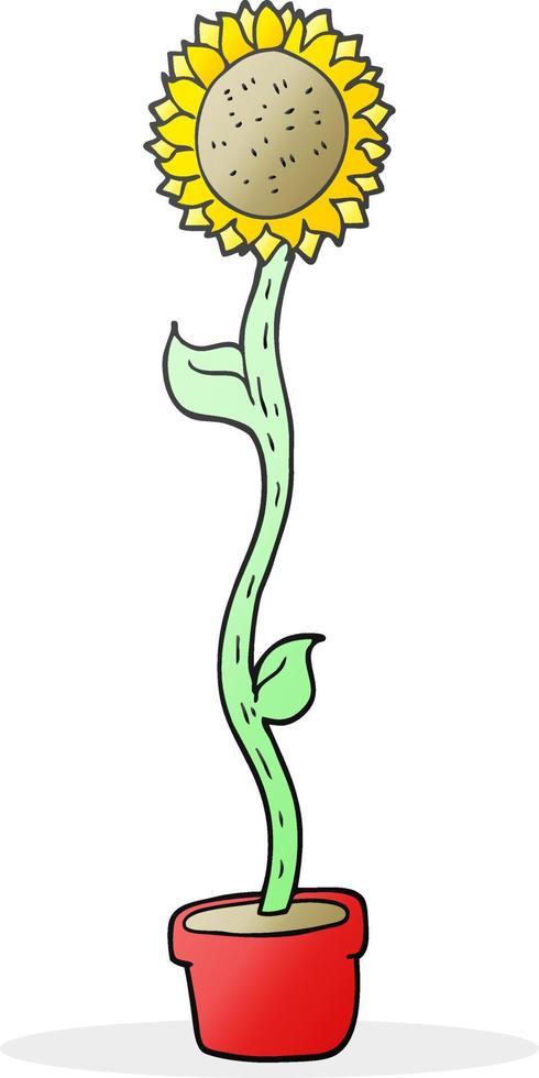 doodle personagem de desenho animado girassol vetor
