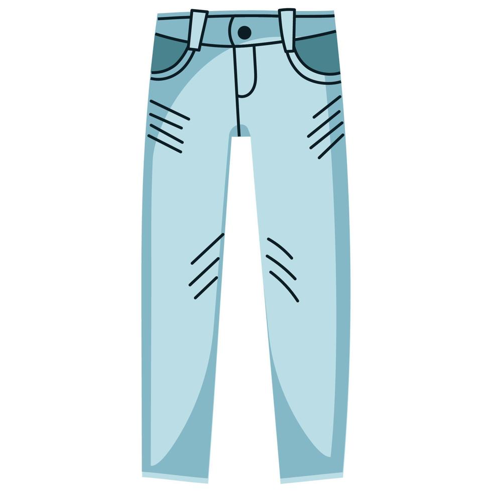calça jeans. roupas da moda para homens. vestuário têxtil azul casual e calças de fábrica de vestuário com remendos e bolso. conceito de ilustração vetorial de moda vetor
