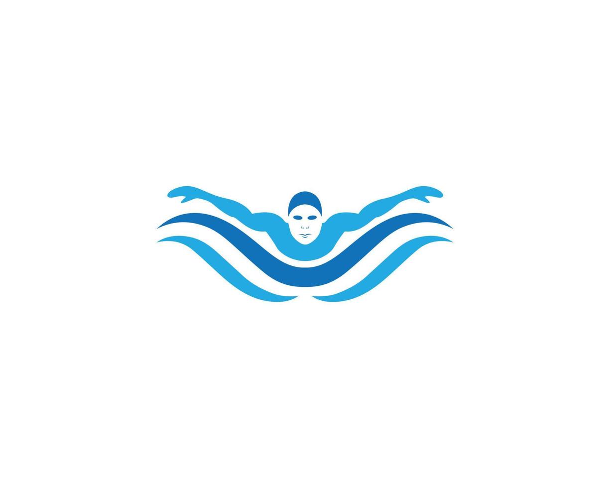 modelo de vetor de inspiração de design de logotipo de onda de água do oceano de silhueta de natação simples.