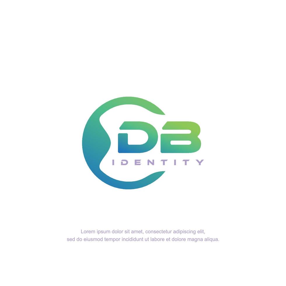 vetor de modelo de logotipo de linha circular de letra inicial db com mistura de cores gradientes