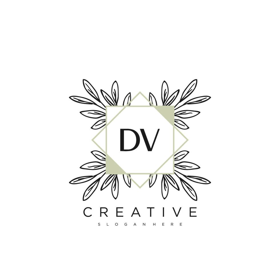 vetor de modelo de logotipo de flor de letra inicial dv arte vetorial premium