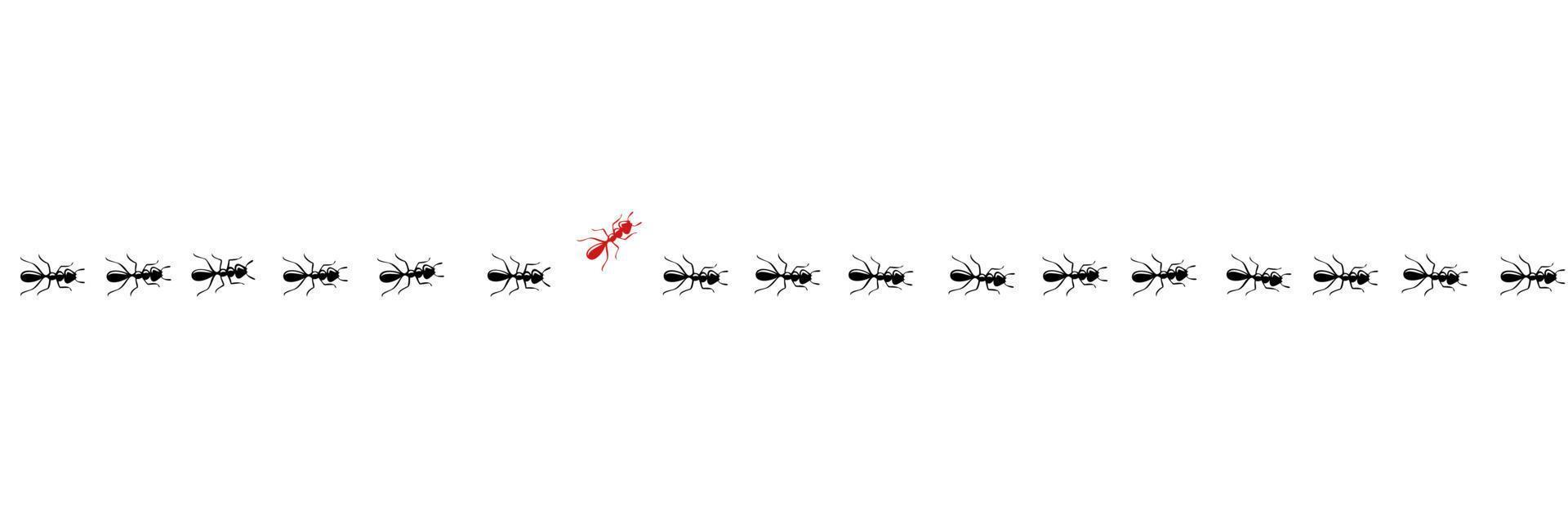 trilha de formigas com um trocador. pense diferente e seja um conceito único. ilustração vetorial vetor