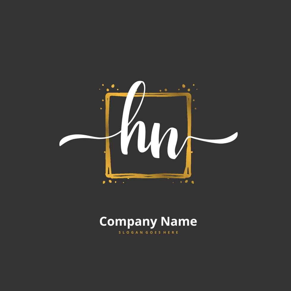 hn hn caligrafia inicial e design de logotipo de assinatura com círculo. logotipo manuscrito de design bonito para moda, equipe, casamento, logotipo de luxo. vetor