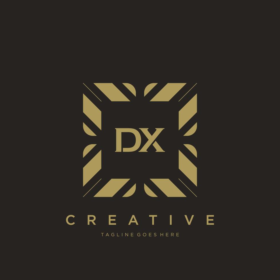 vetor de modelo de logotipo de monograma de ornamento de luxo de letra inicial dx