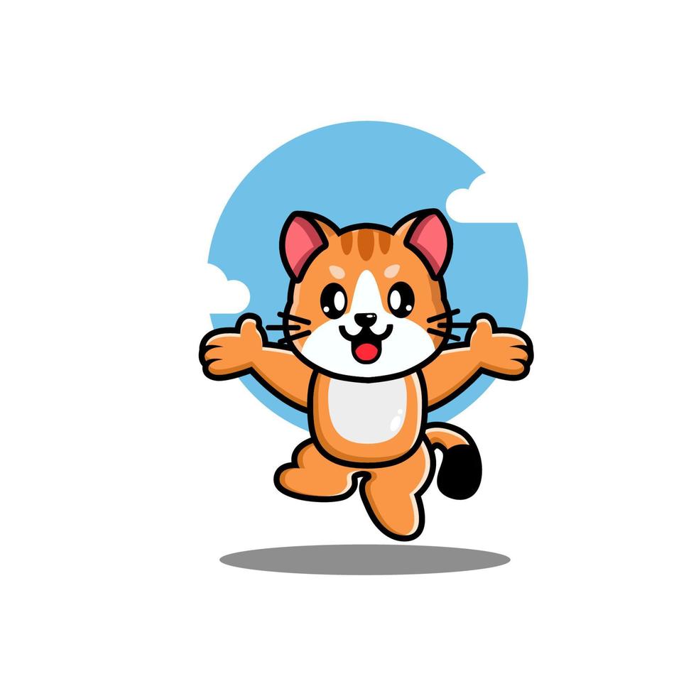 desenho de gato fofo pulando vetor