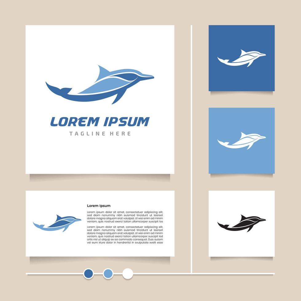 design de logotipo de golfinho de ideia criativa com cor azul moderna. ícone de peixe fofo e vetor de design de símbolo