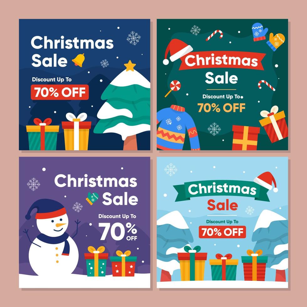 post de mídia social de promoção de venda de natal vetor