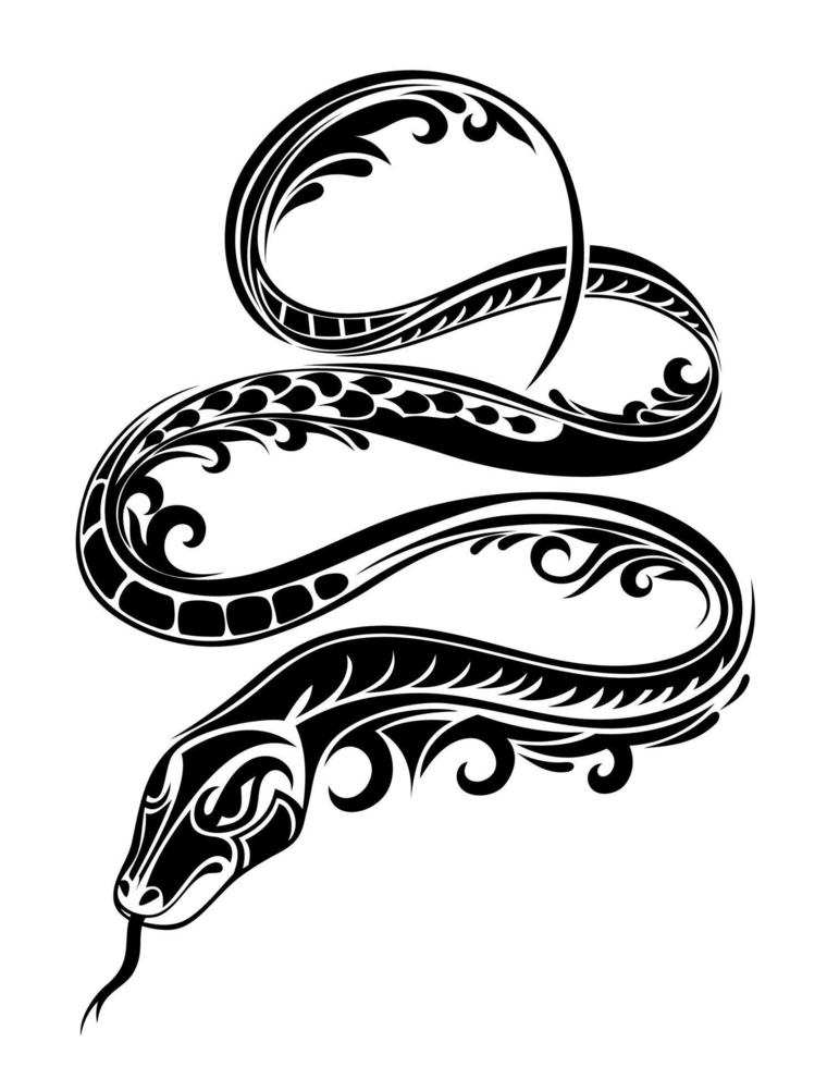 ilustração de silhueta de cobra. desenho de tatuagem vetorial. vetor