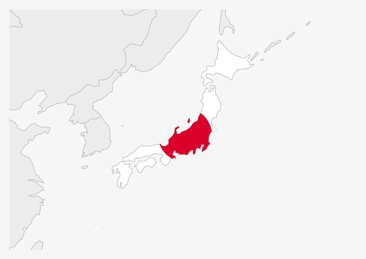 mapa do japão destacado nas cores da bandeira do japão vetor