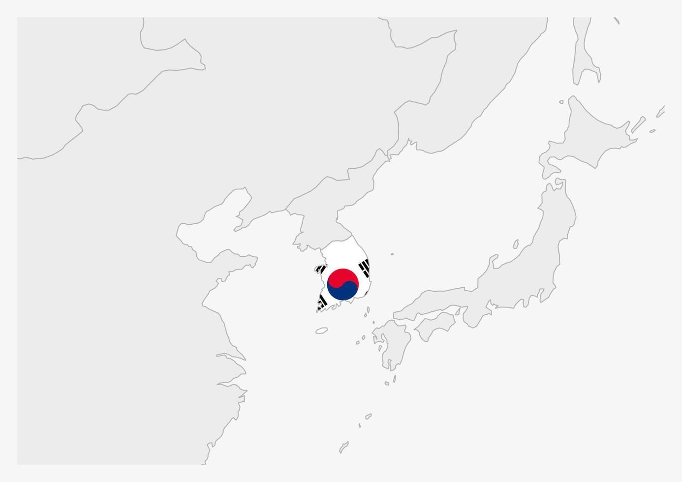 mapa da coreia do sul destacado nas cores da bandeira da coreia do sul vetor