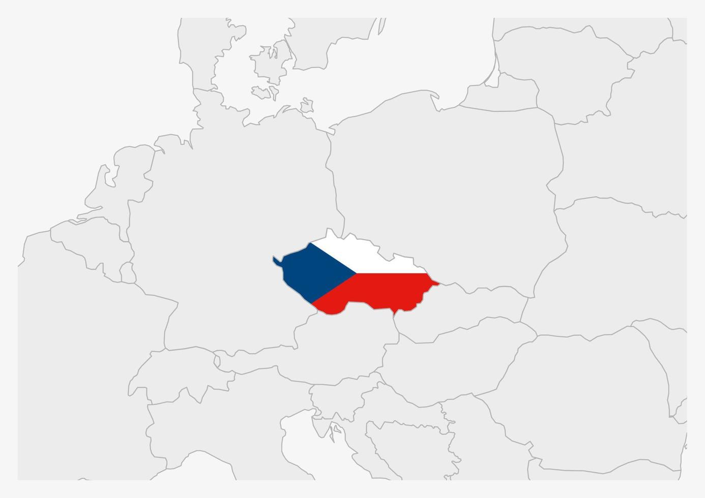 mapa da república tcheca destacado nas cores da bandeira da república tcheca vetor